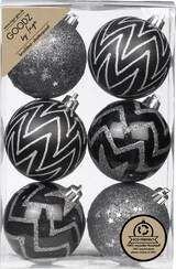 thumbnail of 6 Weihnachtskugeln 8cm Kunststoff Christbaumkugeln Weihnachtsbaumkugeln schwarz