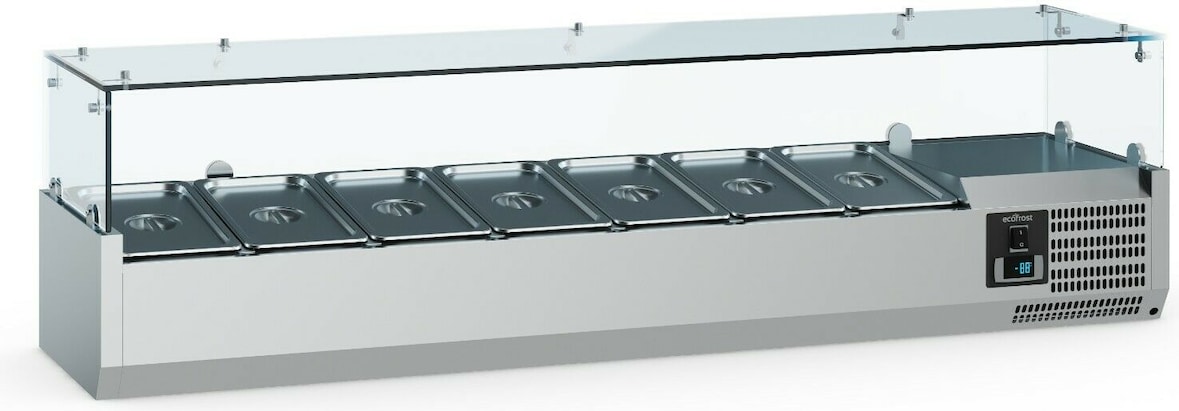 Gastro Aufsatzkühlvitrine Kühlvitrine Kühltheke 1200x395x435 mm 4x1/3GN