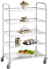 thumbnail of METRO Professional Carro de servicio GST1005, acero inoxidable, 85 x 52,6 x 154,3 cm, 5 estantes, carga total 200 kg, plata