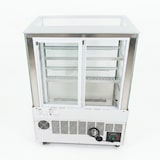 thumbnail of Romux® Kühlvitrine für Konditorei Quadratisch Standgerät 2 Böden Weiß 300 Liter Umluftkühlung | Kühlvitrine Gerade Glasscheiben