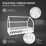 thumbnail of ML-Design Kinderbett 90x200 cm Weiß mit Rausfallschutz, Dach & Lattenrost, Hausbett aus massivem Kiefernholz, Kinderhaus Bodenbett Spielbett