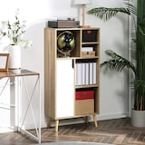 thumbnail of HOMCOM Móvel Aparador Alto com 5 Compartimentos e 1 Porta 60x30x121cm Carvalho e Branco