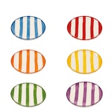 thumbnail of Set de 6 platillos Zafferano Lido, cerámica artesanal italiana, diseño moderno con rayas elegantes y colores surtidos, ideal para decorar su mesa.