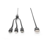 thumbnail of DIGITUS USB Ladekabel USB A - Lightning+micro B+Type-C 1m,