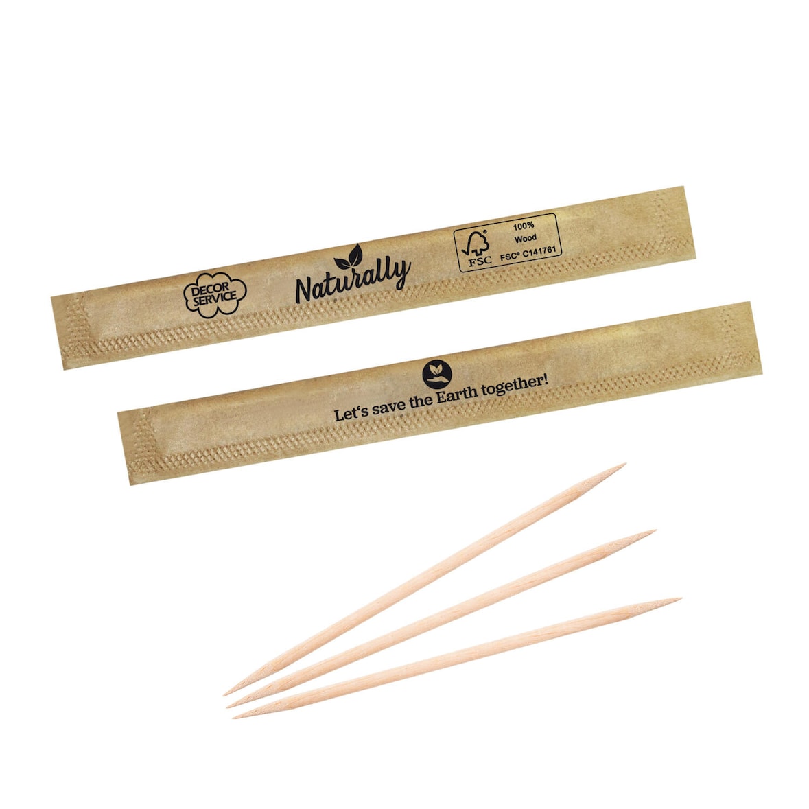 2000x Zahnstocher aus Holz rund in ECO-Papier gehüllt Ø2mm 65mm