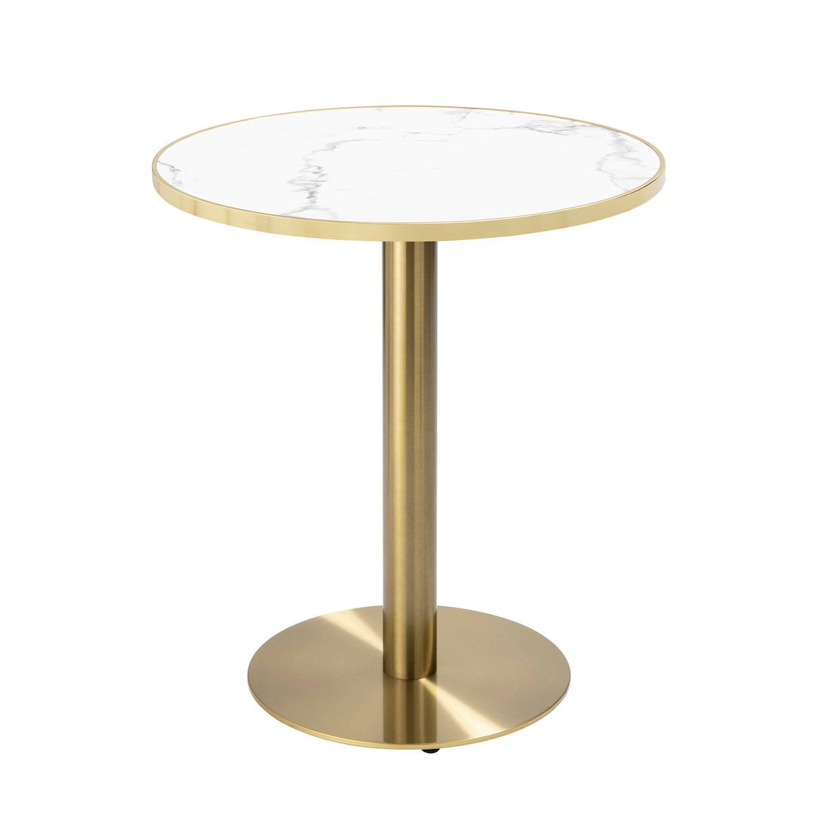 Table à manger ronde 60 cm plateau marbre blanc/doré et pied doré