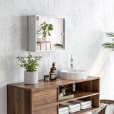 thumbnail of kleankin Armário Casa de Banho com Espelho Prateleira Ajustável e Porta de Correr Dupla com Espelho 55x15x45 cm Branco Brilhante