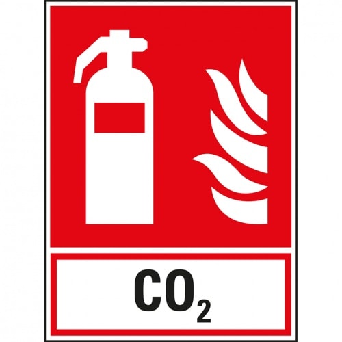 Aufkleber I Brandschutz-Kombischild Feuerlöscher CO2, Folie, selbstklebend, 200x270mm, ASR A1.3, DIN EN ISO 7010 F001