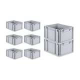 thumbnail of PROREGAL SuperSparSet 8x Eurobox NextGen Economy mit Scharnierdeckel & gelben Verschlüssen, Griffe zu, HxBxT 22x30x40cm, 20L, Eurobehälter, Box