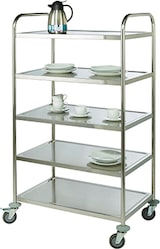 thumbnail of METRO Professional Carro de servicio GST1005, acero inoxidable, 85 x 52,6 x 154,3 cm, 5 estantes, carga total 200 kg, plata