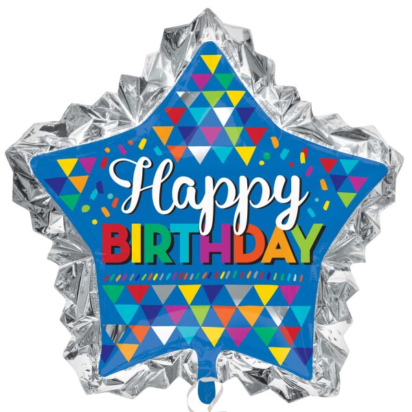 Folienballon Happy Birthday bunt Stern