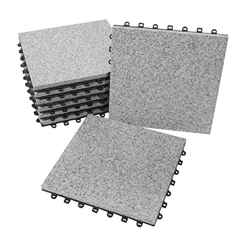 BodenMax Klickfliesen Terrasse grau Gehwegplatten Steinplatten Garten 30x30 cm Fliesen Balkon Klicksystem Wetterfest | Naturstein GRANIT | 8 Stück