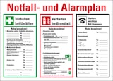thumbnail of Schild I Notfall- und Alarmplan, mit Piktogrammen, Kunststoff, 700x500mm, ASR A1.3, DIN EN ISO 7010