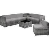 thumbnail of tectake Wicker Loungeset Verona - UV-bestendig Materiaal - Moderne Hoekbank - Comfortabele Zitkussens - Grijs voor Buiten