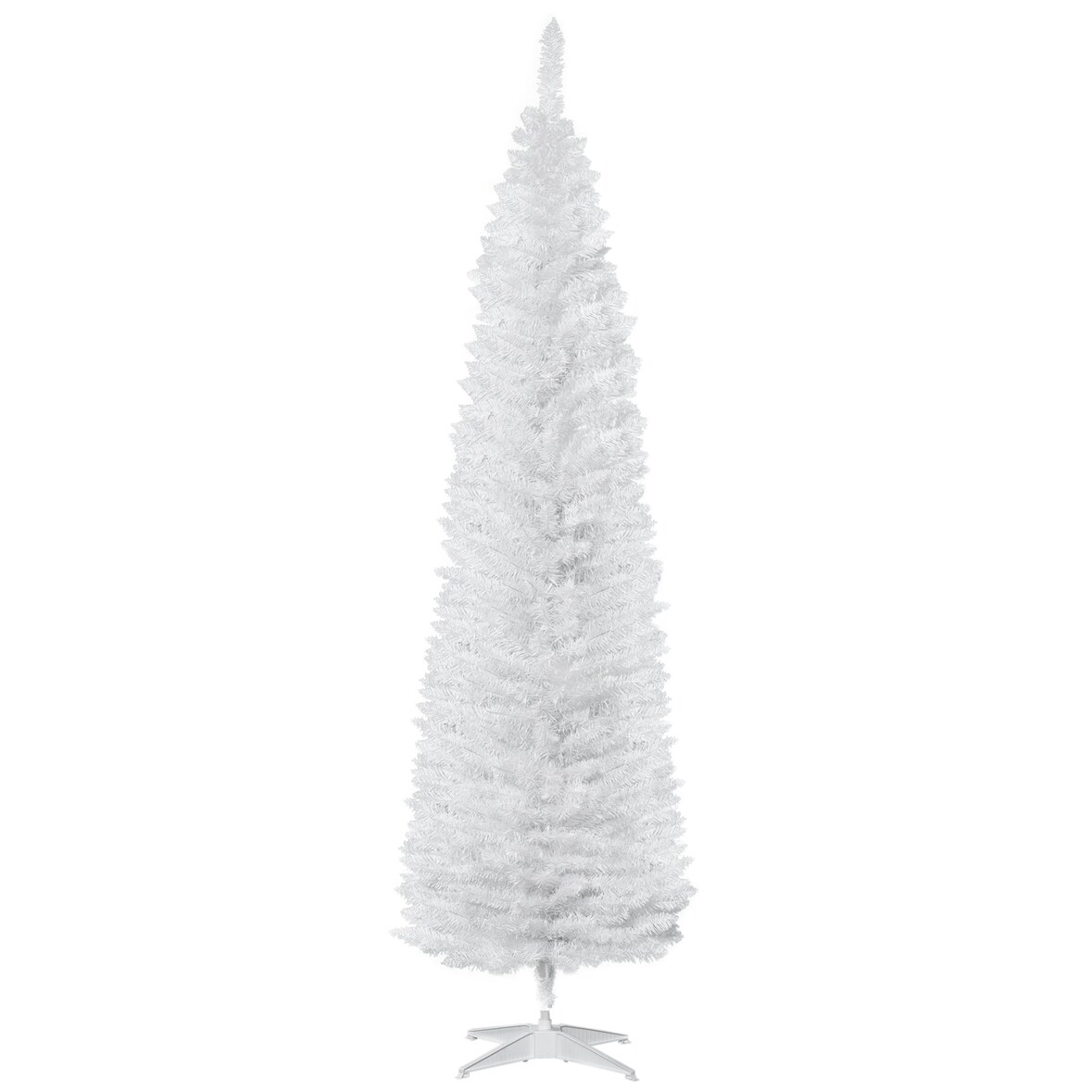 HOMCOM Árbol de Navidad Artificial Estrecho 210 cm con 499 Ramas y Base Desmontable Fácil de Montar Blanco