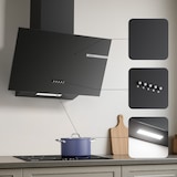 thumbnail of Extrator de cozinha CIARRA Exaustor de parede inclinado A+ 580m³/h 60cm 3 níveis, recirculação e exaustão de ar VM6765AB