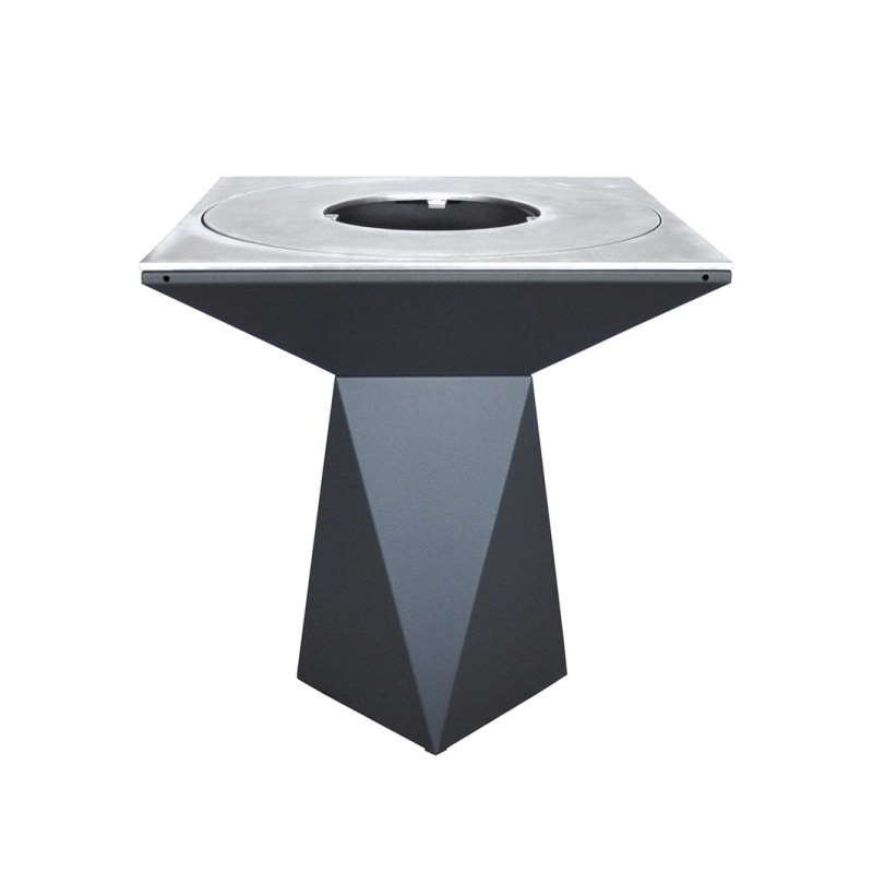 Braciere da giardino, Barbecue con foro per wok, griglia con gambe in acciaio e copertura protettiva - G1 grafite