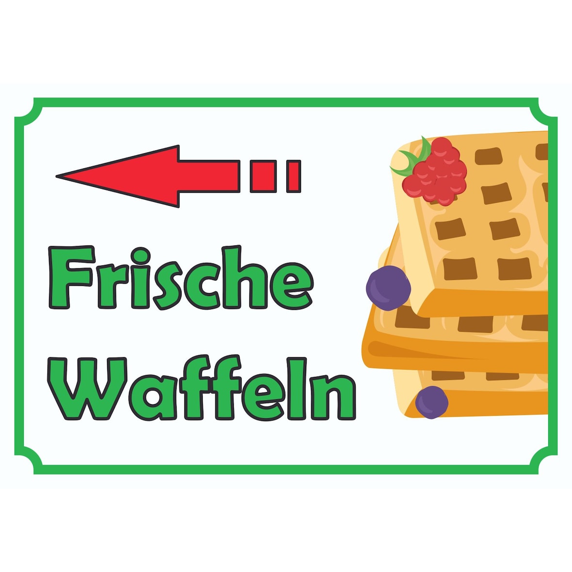 Frische Waffeln Schild mit Pfeil links A2 (420x594mm)