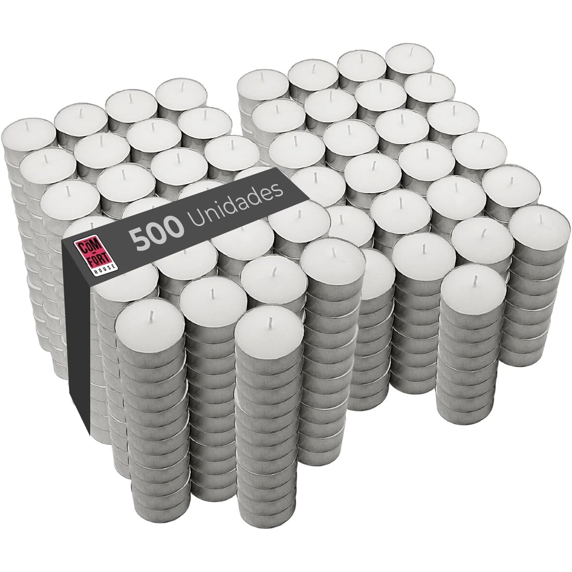 COM-FORT HOUSE | Velas Blancas | Pack velas de 500 Unidades | Tealight | 8 Horas de Duración | Velas Decorativas Sin Perfume |
