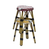 thumbnail of METRO PROFESSIONAL Taburete de bistro, apilable, aluminio/ratán PE,  Ø 45 x 47 cm, rojo