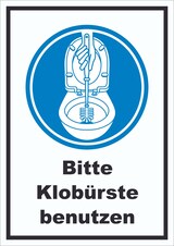 thumbnail of Bitte Klobürste benutzen Schild A2 Rückseite selbstklebend