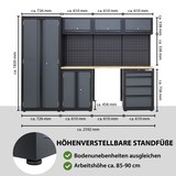 thumbnail of Werkstattwand 13-tlg. modulares Werkstattschranksystem aus Stahl mit Holzarbeitsplatte in Anthrazit