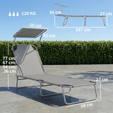 thumbnail of Outsunny tumbona de jardín plegable con toldo desmontable y regulable respaldo reclinable para terraza acampada al aire libre 187x58x36 cm