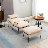 thumbnail of HOMCOM Poltrona Relax com Apoio para os Pés Poltrona Reclinável com Encosto Ajustável Estofada em Veludo 68x91,5x88cm Bege