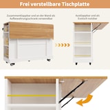 thumbnail of Kücheninsel Servierwagen 120x65x90 cm klappbare und ausziehbare Tischplatte mit 2 Schubladen Stauraum MDF Metallgriffe Skandi Weiß