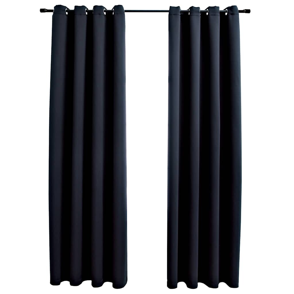 vidaXL Verdunkelungsvorhänge mit Ringen 2 Stk. Schwarz 137x213 cm Stoff