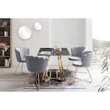 thumbnail of SalesFever Chaise coque en velours | Ensemble de 2 | Pieds chromés couleur or | L 69,5 x P 66 x H 85 cm | gris clair