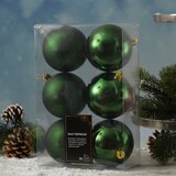 thumbnail of Weihnachtskugeln bruchfest 8cm Christbaumkugeln glänzend matt grün 6St