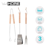 thumbnail of WellHome - Grillbesteck-Set aus verchromtem Stahl mit Holzgriff