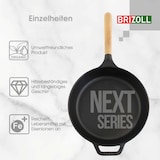 thumbnail of Ø28cm 61mm tief Gusseisenpfanne BRIZOLL mit Glasdeckel Bratpfanne aus Gusseisen Eisenpfanne Gusspfanne rund mit Holzgriff von 4big.fun INDUKTION für