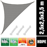thumbnail of UV Sonnensegel 2,5x2,5x3,5 HDPE Dreieck Rechtwinklig Sonnenschutz Garten Grau