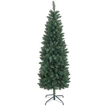 HOMCOM Árvore de Natal Estreita Árvore de Natal Tipo Lápis de 180 cm com Base Dobrável e 479 Ramos para Escritório Verde