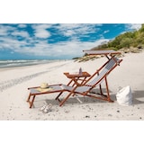 thumbnail of Gartenliege blau-weiß Fußteil Tisch Kissen Deckchair Holz Liegestuhl Sonnenliege 10-317 F T KH