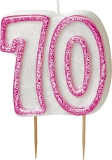 thumbnail of 70. Geburtstag | Glitzer Kerze pink