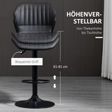 thumbnail of Barhocker 2er Set höhenverstellbar drehbar 49x56x110 cm mit Rückenlehne und Fußstütze Kunstleder Schwarz stabiler Stahlfuß