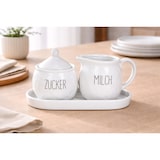 thumbnail of Keramik Milch- & Zucker Set mit Servierplatte – Weiß | Gastro Milchkanne & Zuckerdose 3-teilig | 20×10×12,5 cm | Für Hotel, Restaurant & Buffet