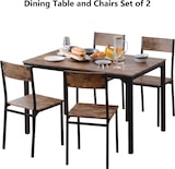 thumbnail of Esszimmergruppe Esstisch mit 4 Stühlen Braun 108x65x75 cm platzsparend Stühle unter Tisch MDF Oberfläche Metallgestell pflegeleicht