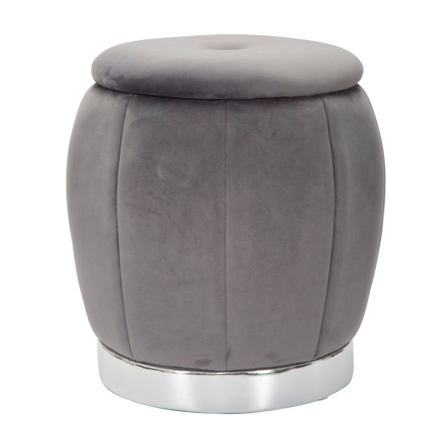 Pouf con contenitore in tessuto grigio Ø cm 43x43