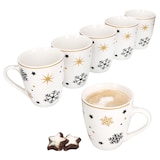 thumbnail of 6x Stars schwarz gold Kaffeebecher 300ml Steingut-Tassen 6 Pers. Weihnachten