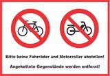 thumbnail of Keine Fahrräder oder Motorroller abstellen werden entfernt Schild A1 (594x841mm)
