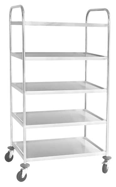 METRO PROFESSIONAL Carro de servicio GST2005, acero inoxidable, 52.6 x 85 x 154.3 cm, 5 estantes, 125 kg, plata