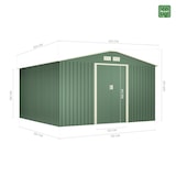 thumbnail of Wasabi - Caseta Jardín Exterior 10,2m2 Light Green - 322x324x205cm - Doble Puerta Corredera - Rejillas Ventilación