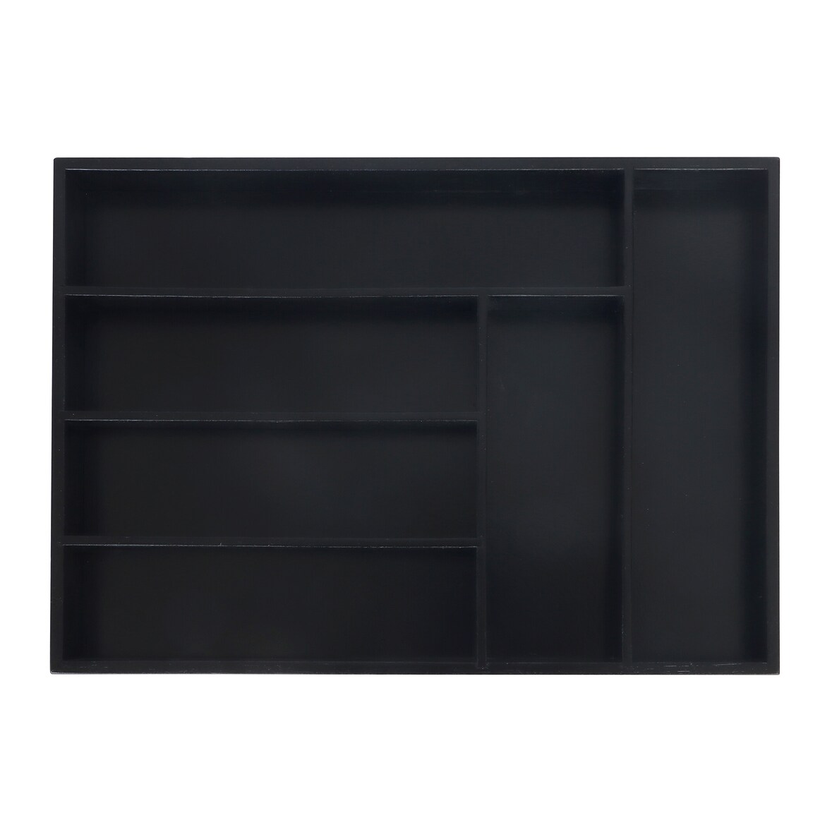 Relaxdays Besteckkasten, Schubladeneinsatz mit 6 Fächern, für Küchenbesteck, Bambus, HxBxT: 5 x 35,5 x 25,5 cm, schwarz
