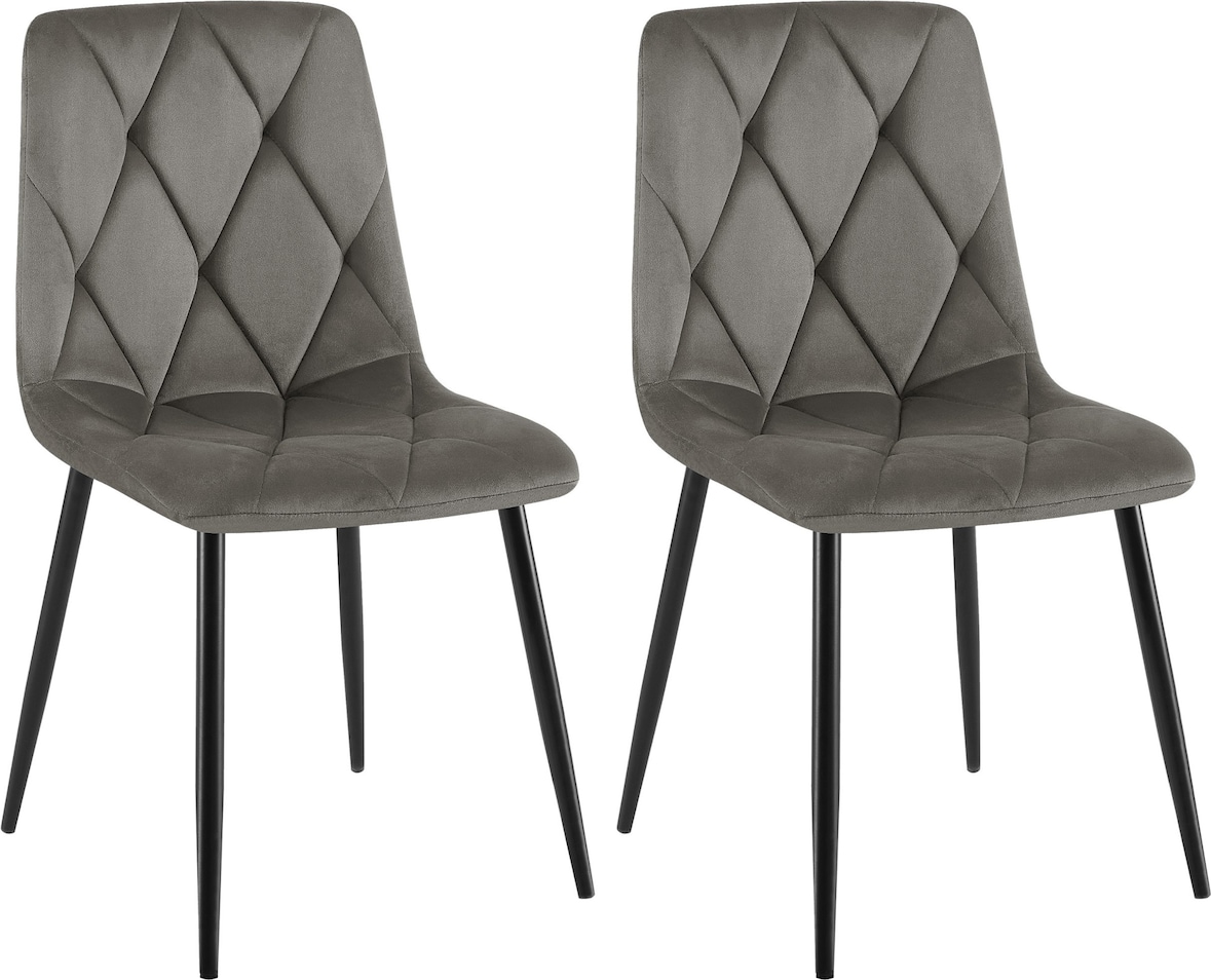 CHEFGASTRO 2er Set Esszimmerstuhl BUENOS AIRES Samt HxBxT 85x45x55cm Anthrazit Küchenstuhl