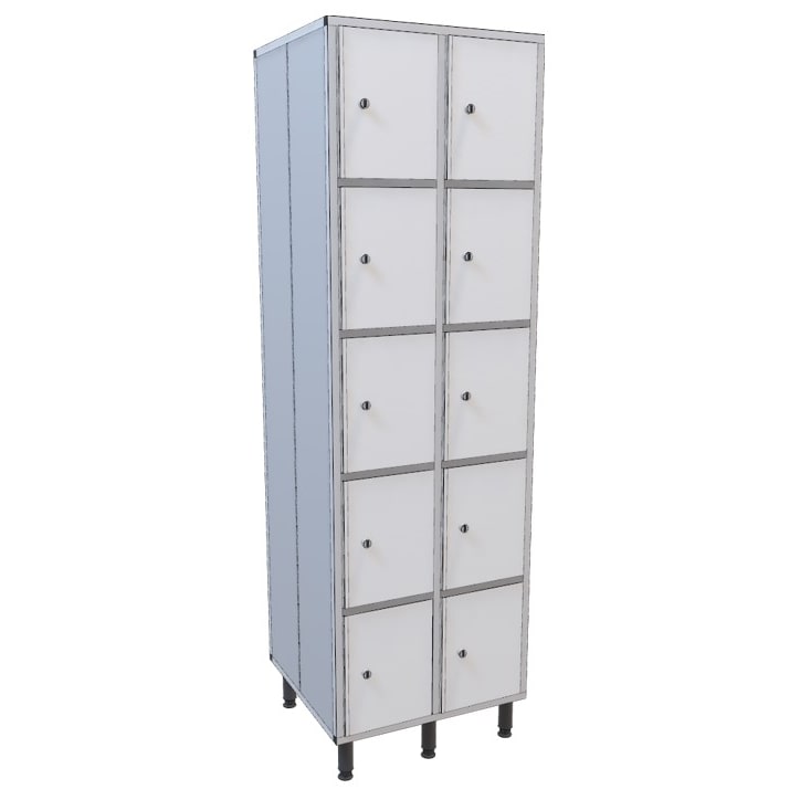 Taquilla de pvc de ancho 300mm de 2 módulos con 10 puertas color gris