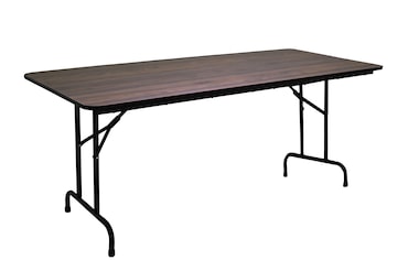 METRO PROFESSIONAL Inklapbare bankettafel, staal/spaanplaat, houtlook, 184 x 76 cm, bruin/zwart